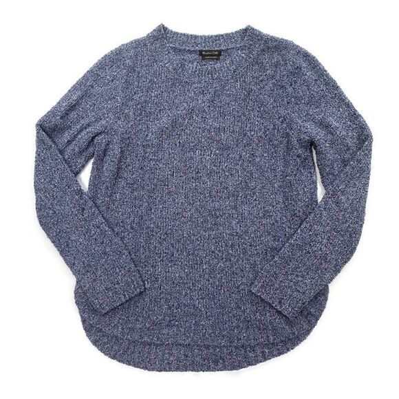 Massimo Dutti Textured Knit Long Sleeve Crew Neck Sweater Blue Women’s XS - Picture 1 of 10